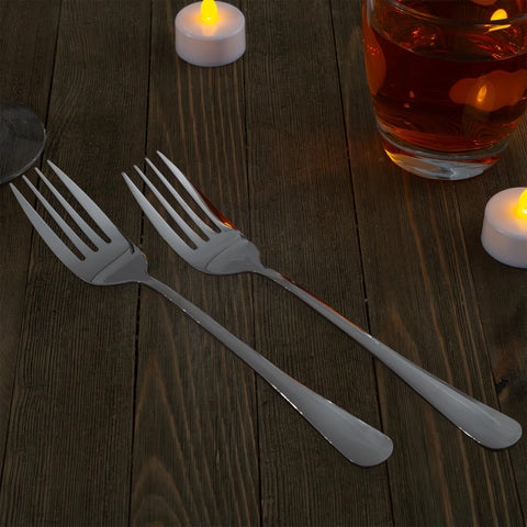 Cornucopia Brands 9-inch stainless serving fork highlighted for sturdy table service.