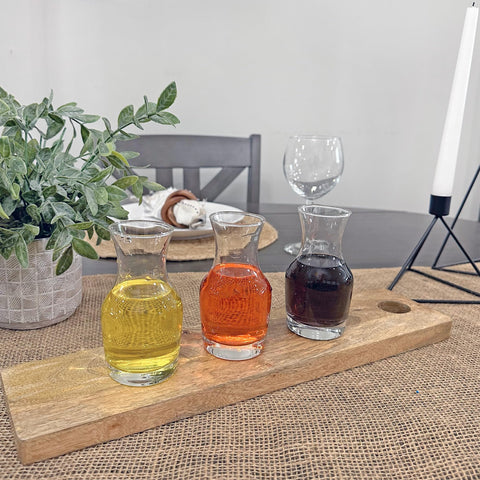 Cornucopia Brands clear lead free glass carafe highlights food safe material.