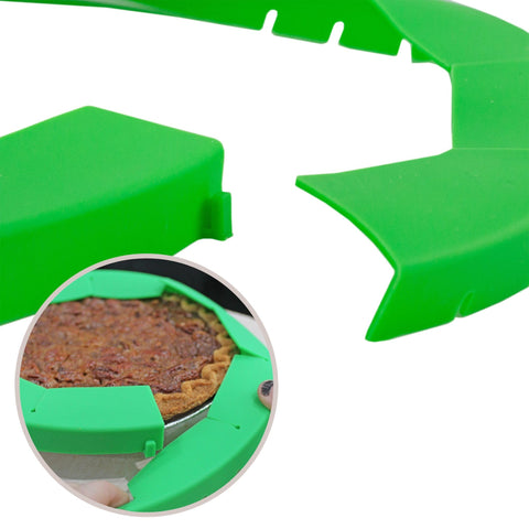 Heat-protective silicone shields in green for even baking.