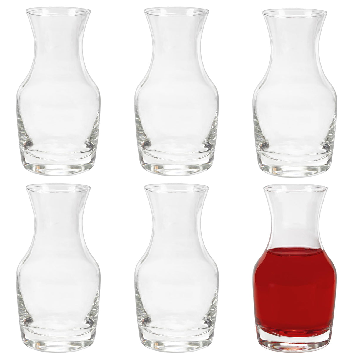 Cornucopia Brands six pack mini wine carafes shown for easy tastings.