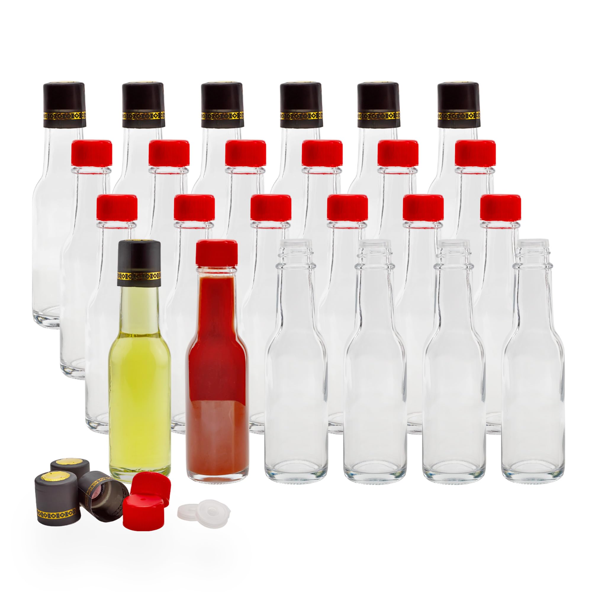 Cornucopia Brands mini hot sauce bottles, compact 3oz, ideal for DIY sauces and samples.