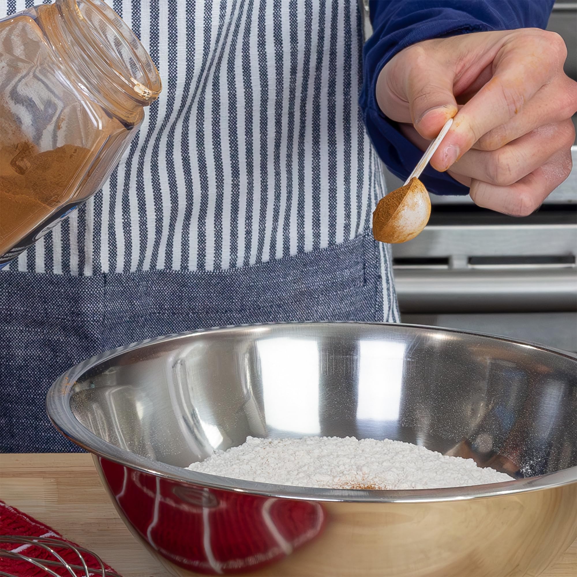 Cornucopia Brands 5 ml spoons fit snugly for measured spice portions.