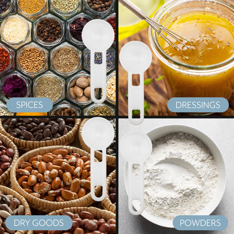 Cornucopia Brands hangable spoon design keeps spices accessible.
