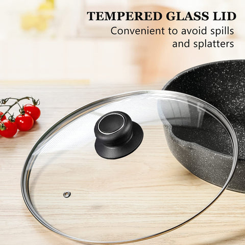 CORYTAO black knob lid provides a comfortable grip during use