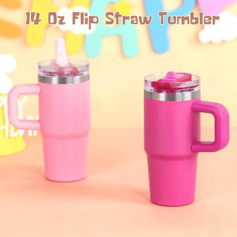 Cosictic 14oz tumbler includes wrench and straw brush for cleaning.