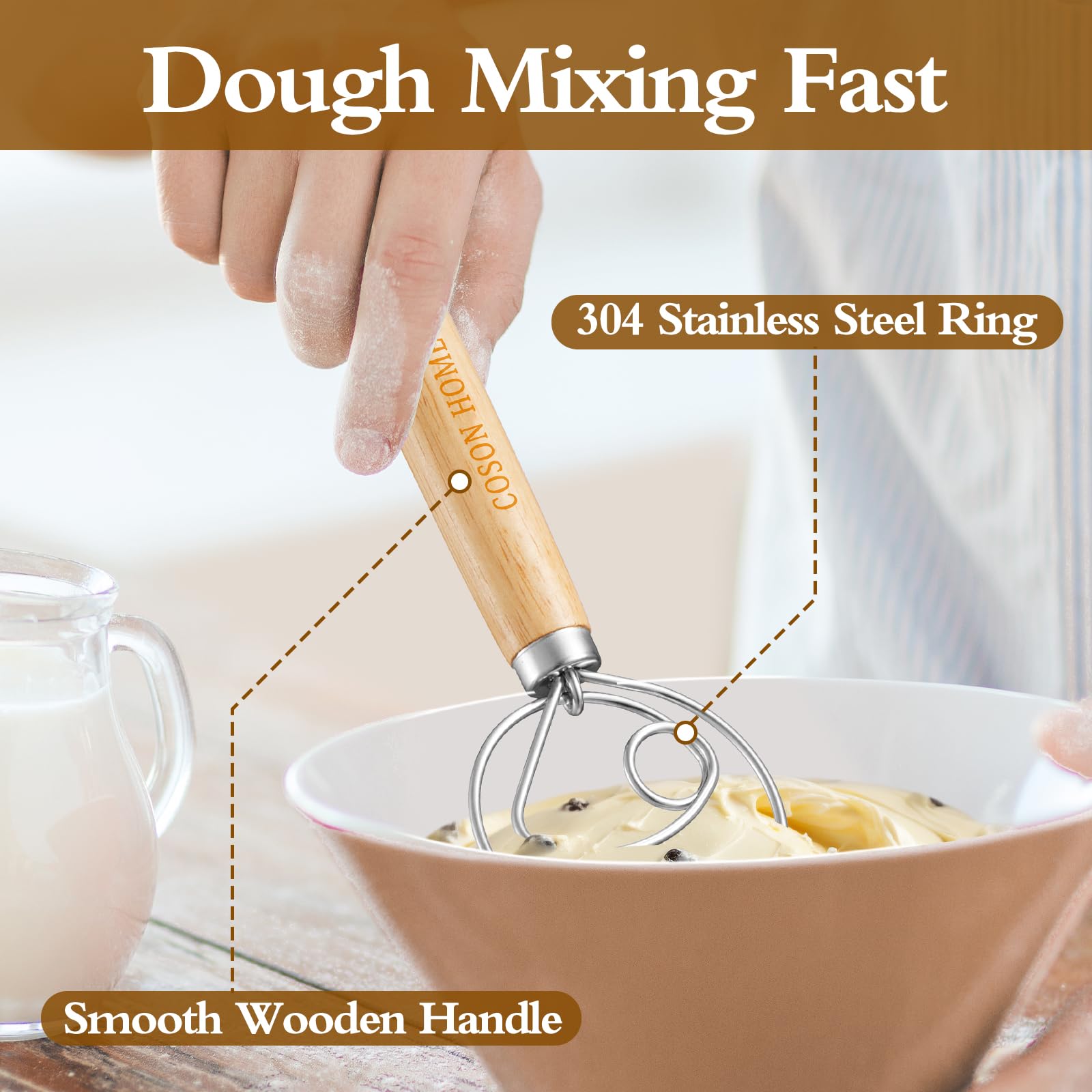 Coson Home pack of 2 dough whisks adds value and convenience.