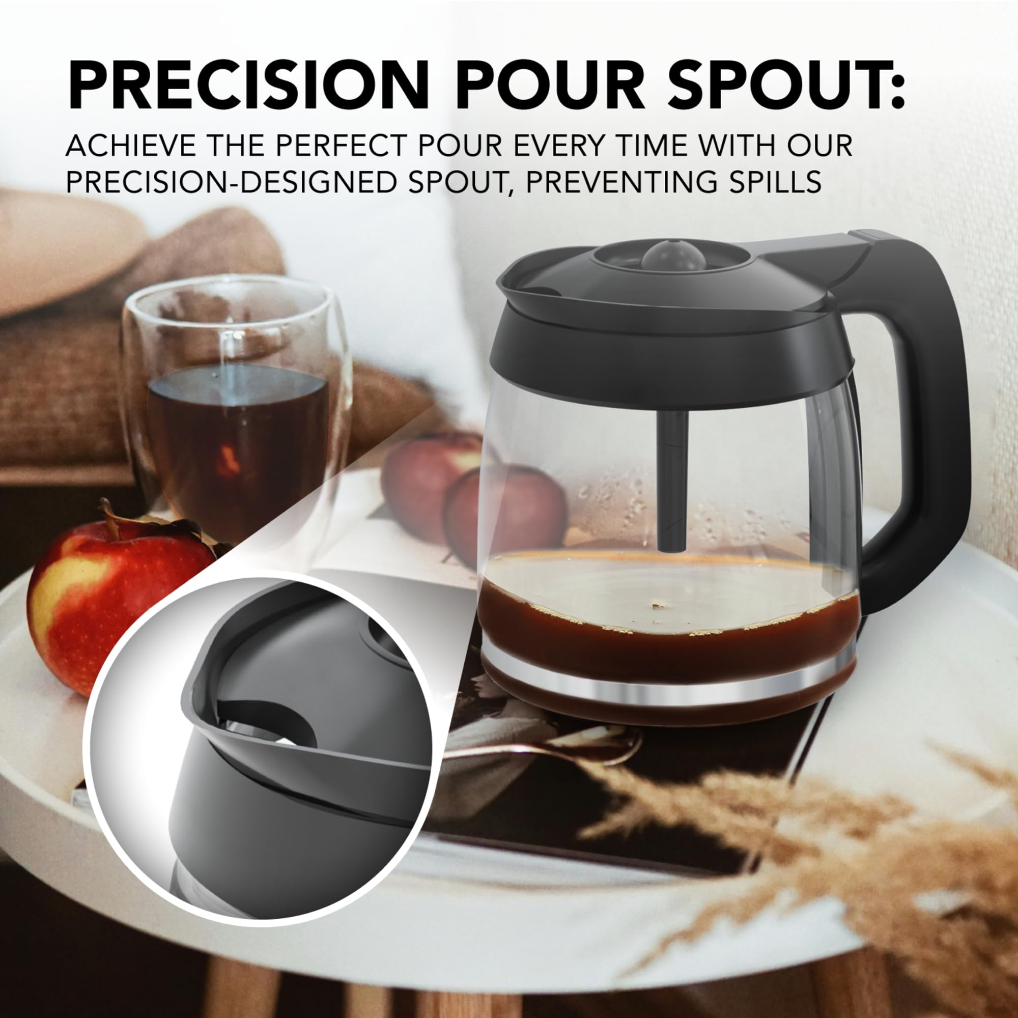 COSPARX 12-cup glass carafe for large-batch brews