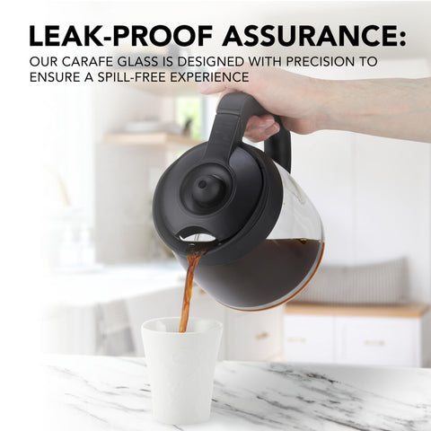 COSPARX glass carafe promotes clean, controlled pouring for daily coffee