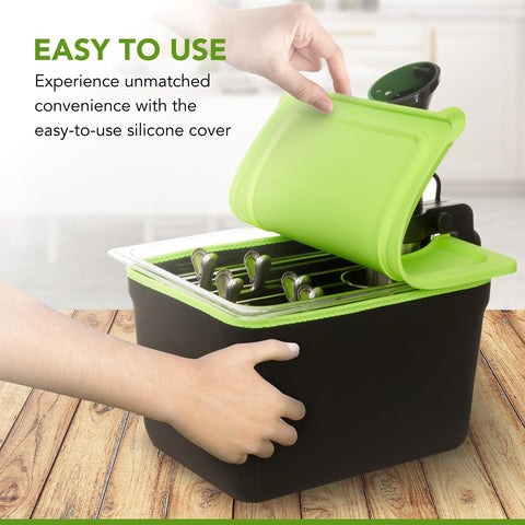 Removable stainless steel rack with 5 clips secures ingredients evenly