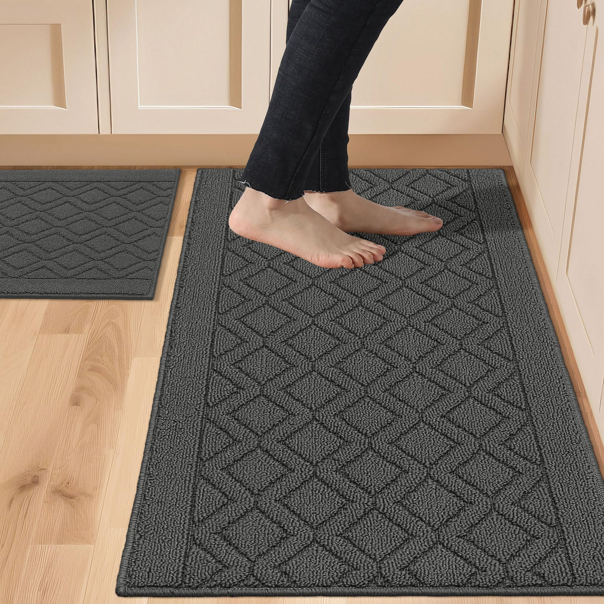COSY HOMEER kitchen mat 48x20 gray, anti-slip for steady footing on busy kitchen floors
