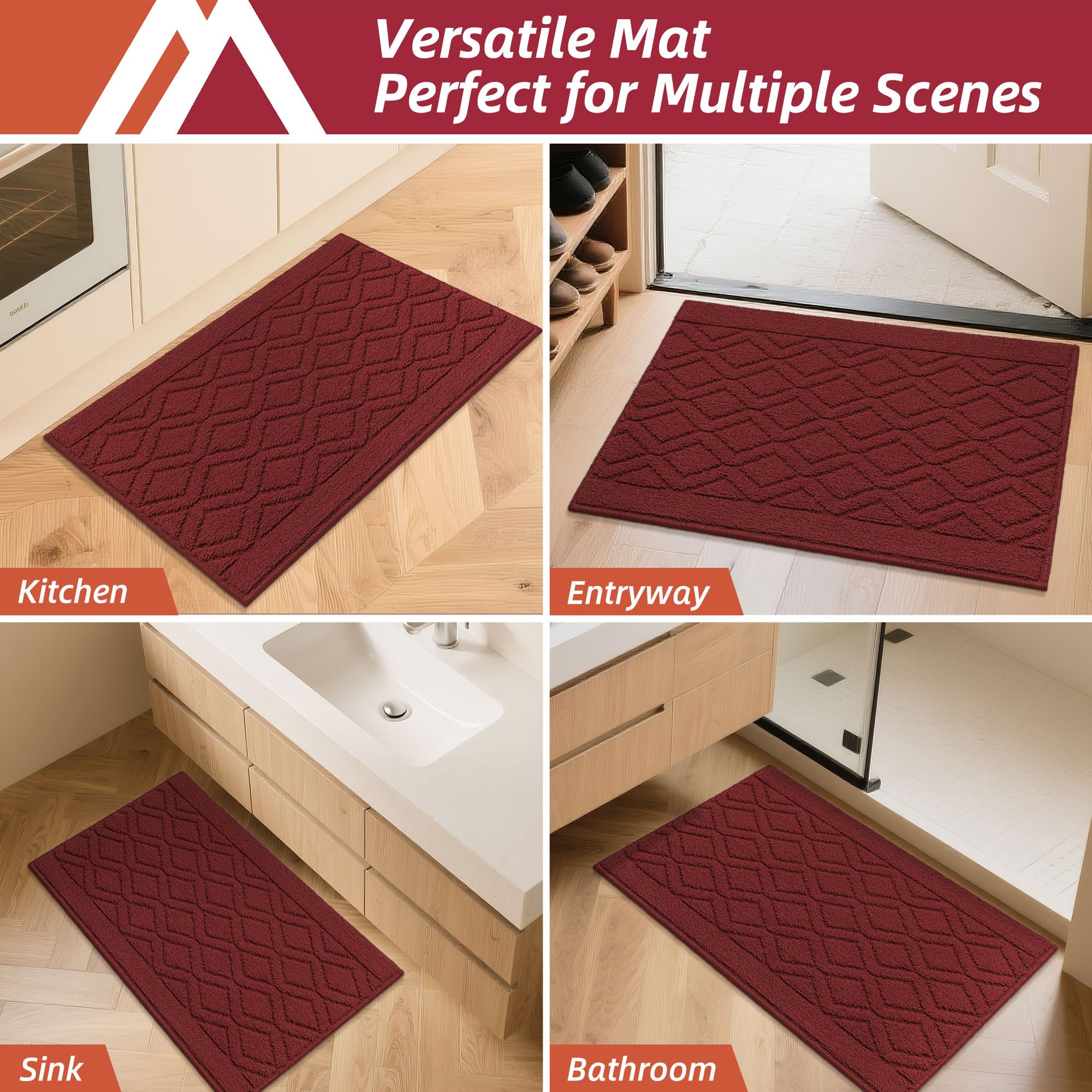 COSY HOMEER kitchen mat red accent adds color while guarding floors from messes.