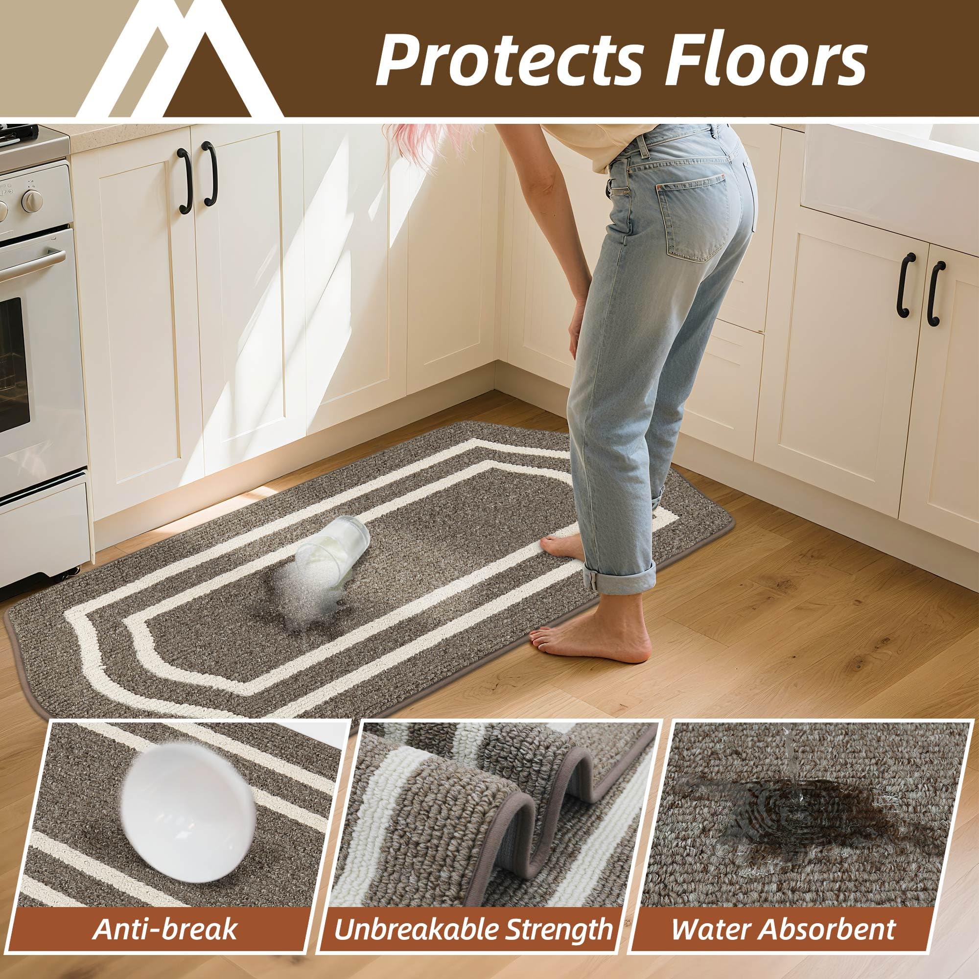 COSY HOMEER non-slip kitchen mat stays in place during cooking.