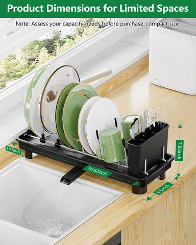 CosyPic dish rack with cutlery holder keeps utensils organized while drying