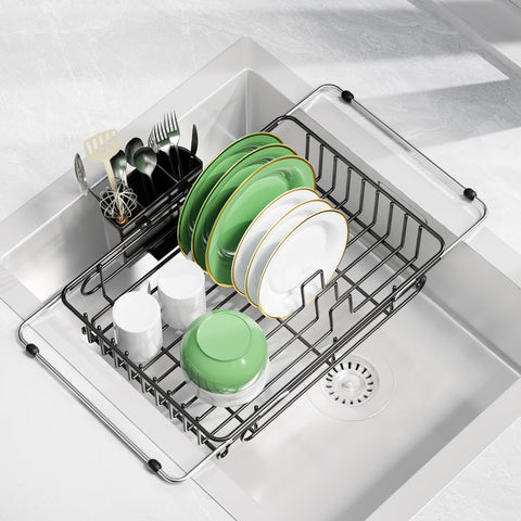 CosyPic expandable dish drying rack in sink saves counter space while air-drying dishes