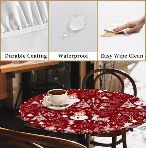 COTAIL round tablecloth drapes neatly over a dining table setting.