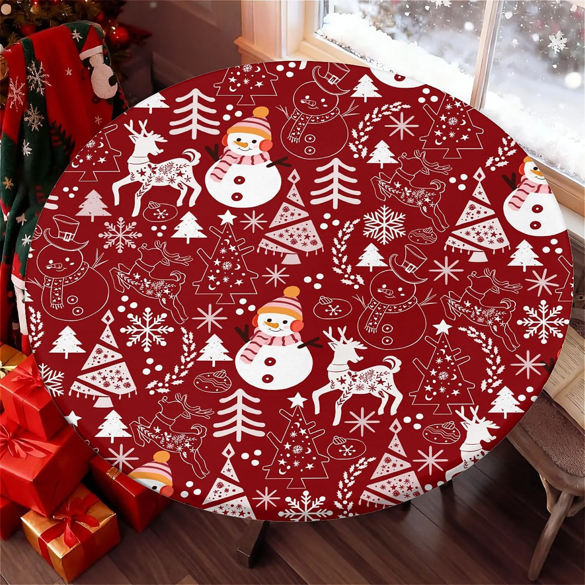 COTAIL round tablecloth elastic edge close-up shows snug fit and durability.