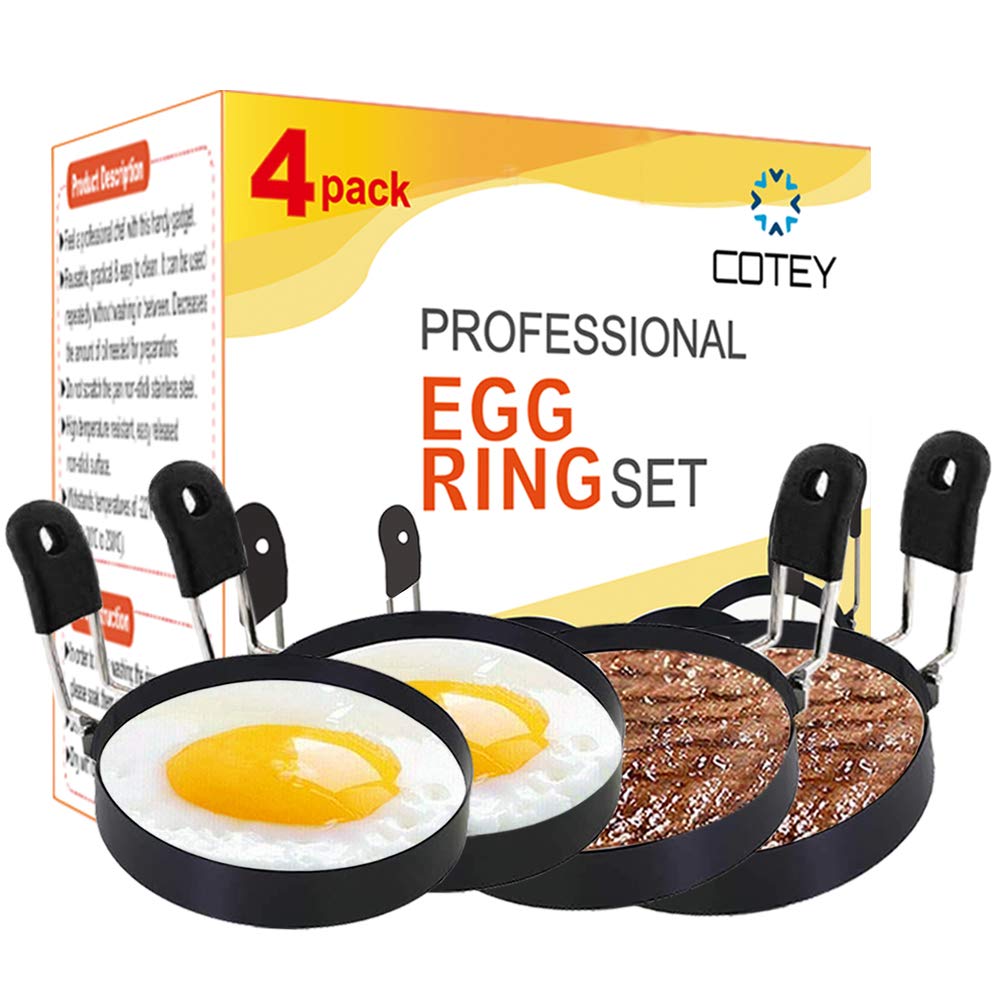 COTEY nonstick egg rings in action for clean pancake shapes
