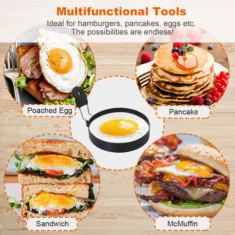 COTEY round crumpet ring mold used for burger and egg combo