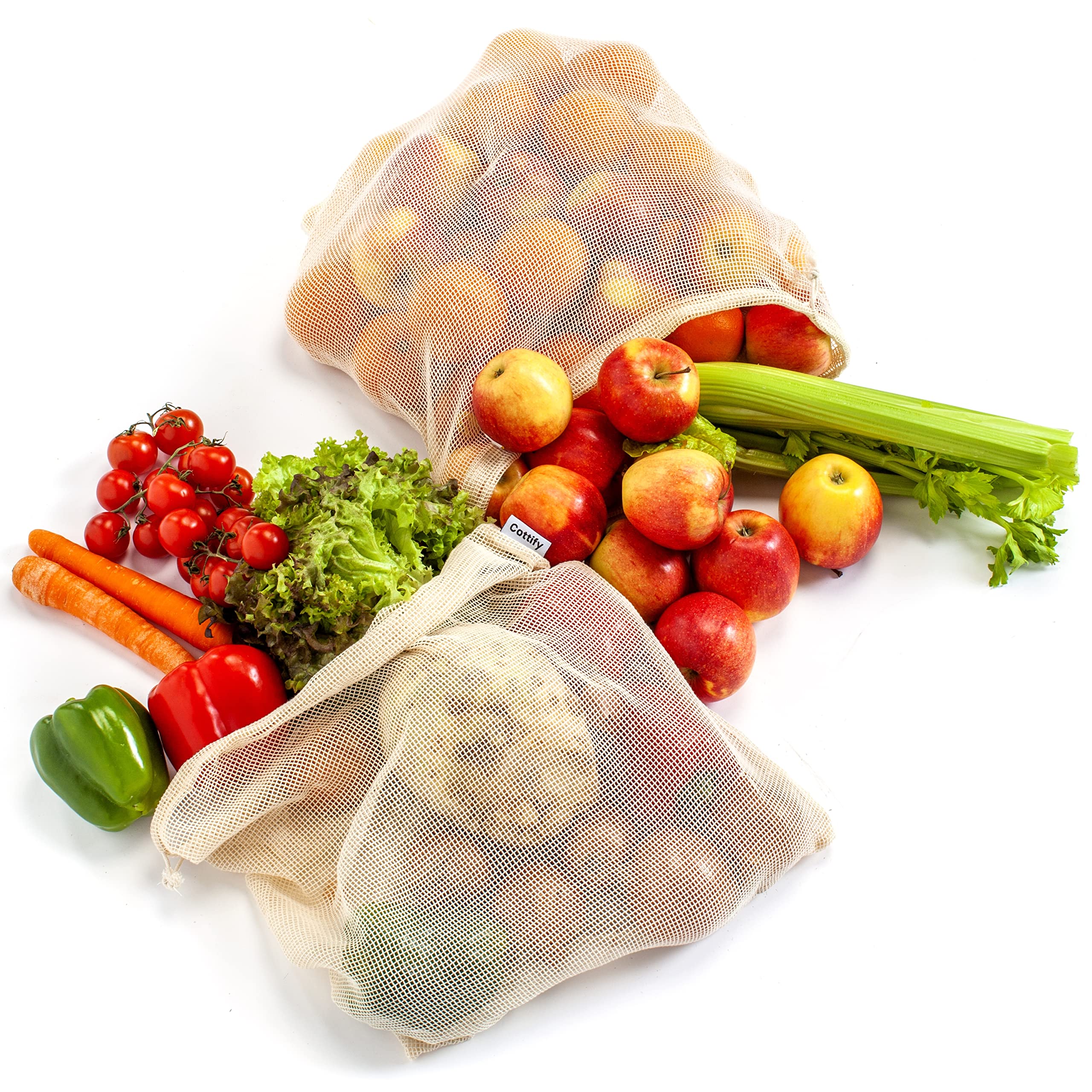 Lightweight Cottify mesh bags ideal for on-the-go shopping