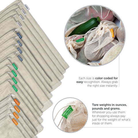 Open view of Cottify mesh bags ready for filling