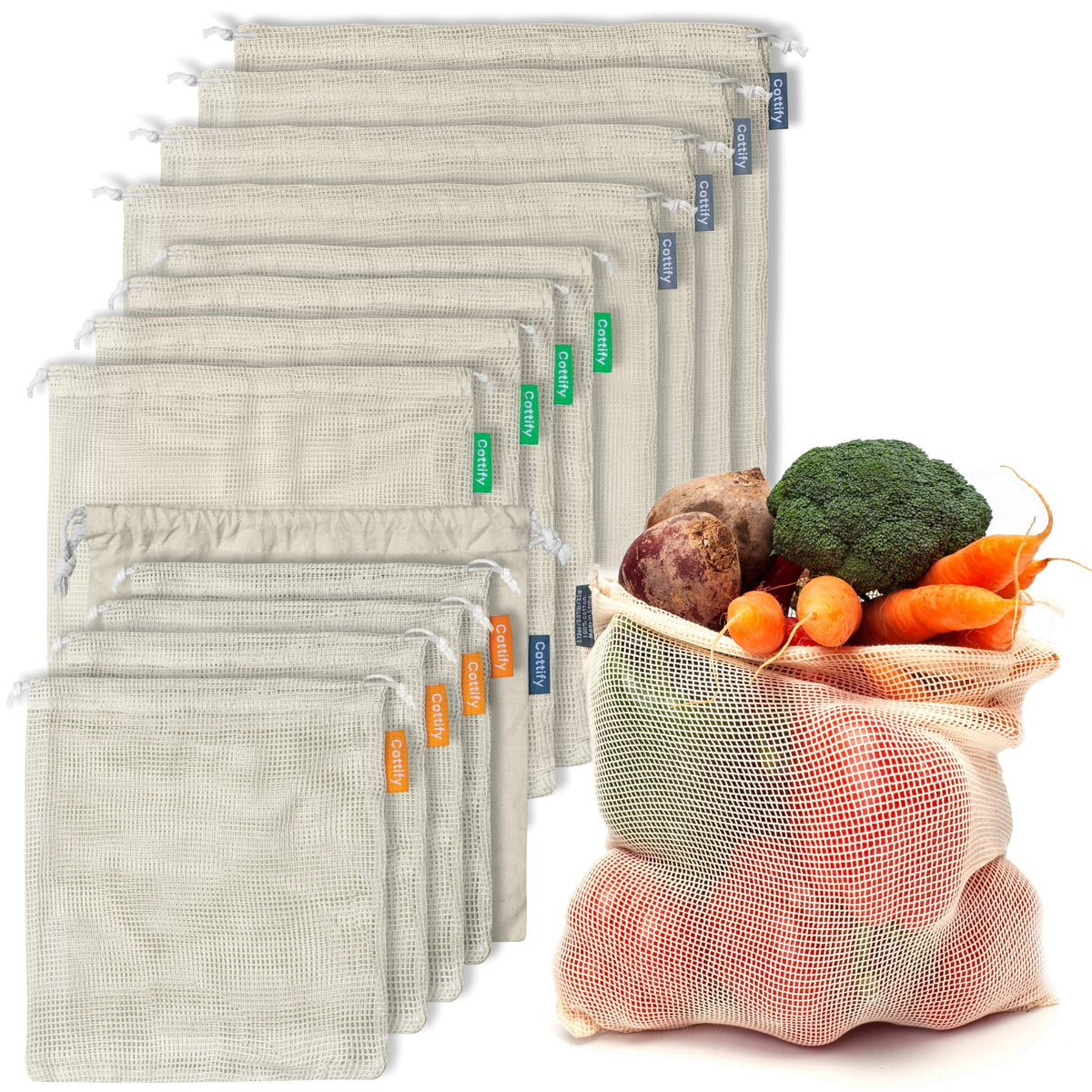 Cottify small mesh bag for light produce and easy checkout.