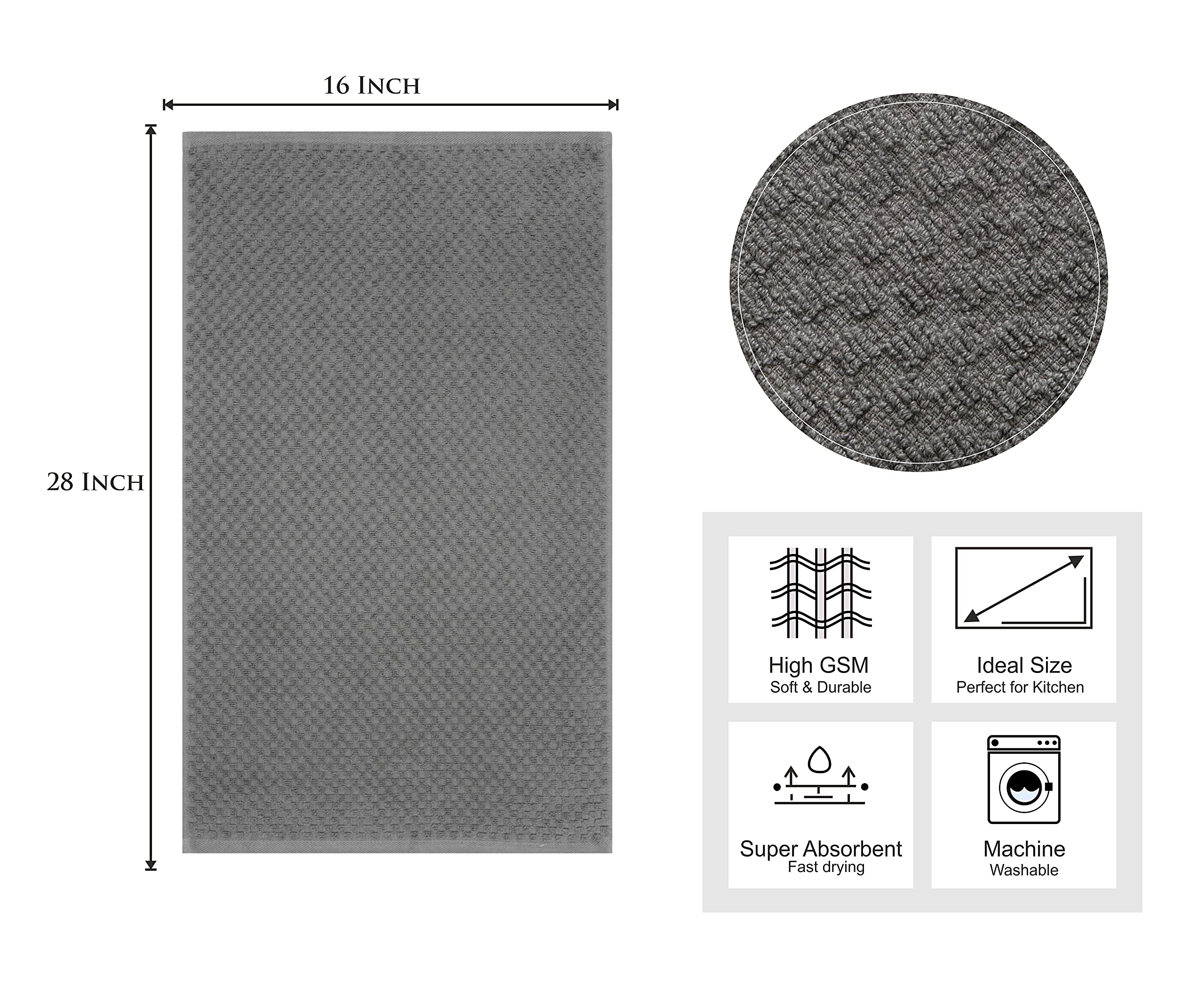 Cotton Craft charcoal waffle weave towels close-up showing soft texture and quality