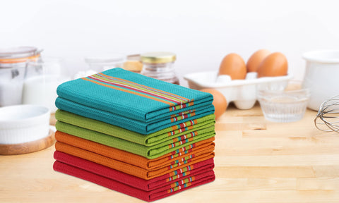  Cotton Craft colorful towels brighten kitchens while drying hands and dishes