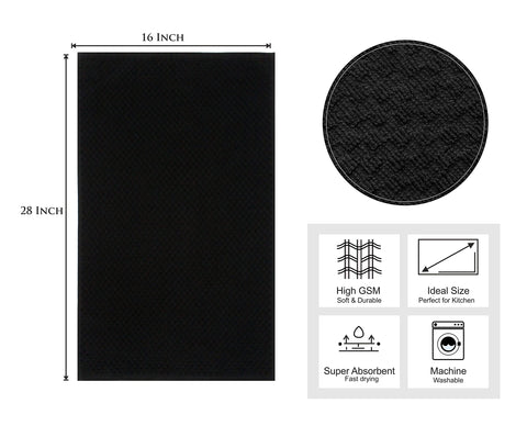 COTTON CRAFT eight-pack black kitchen towels for drying dishes