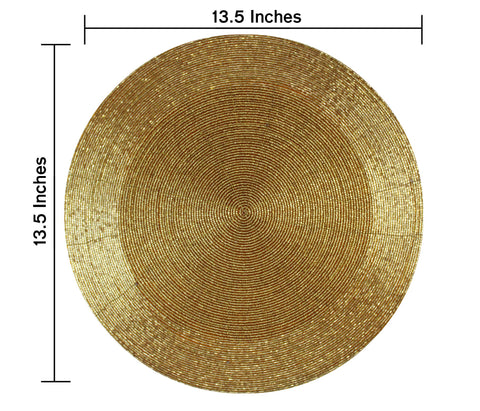 Cotton Craft Glitz charger gold beaded detail showing artisanal craftsmanship