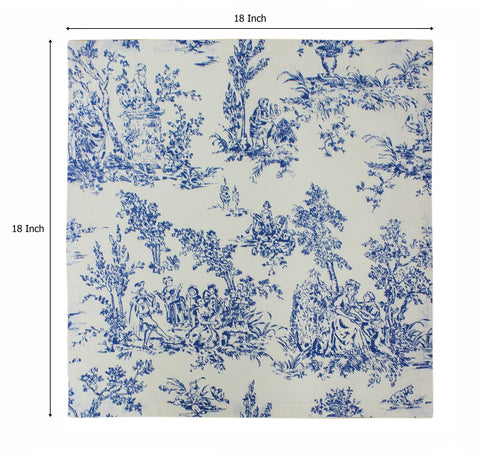 COTTON CRAFT navy toile napkin folded, elegant table decor and reusable practicality.