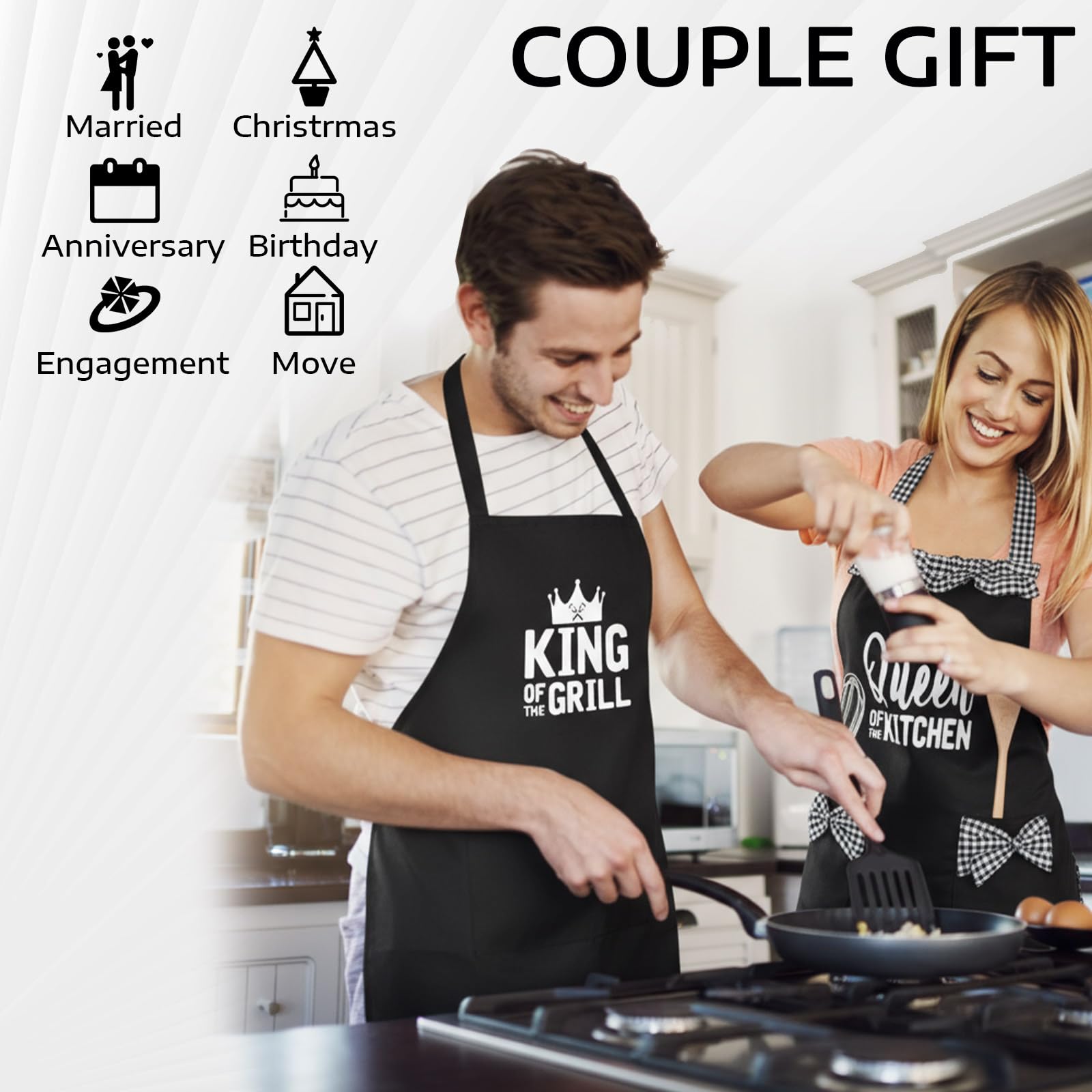 Cotwinter gift-ready couple aprons ideal for anniversaries and weddings.