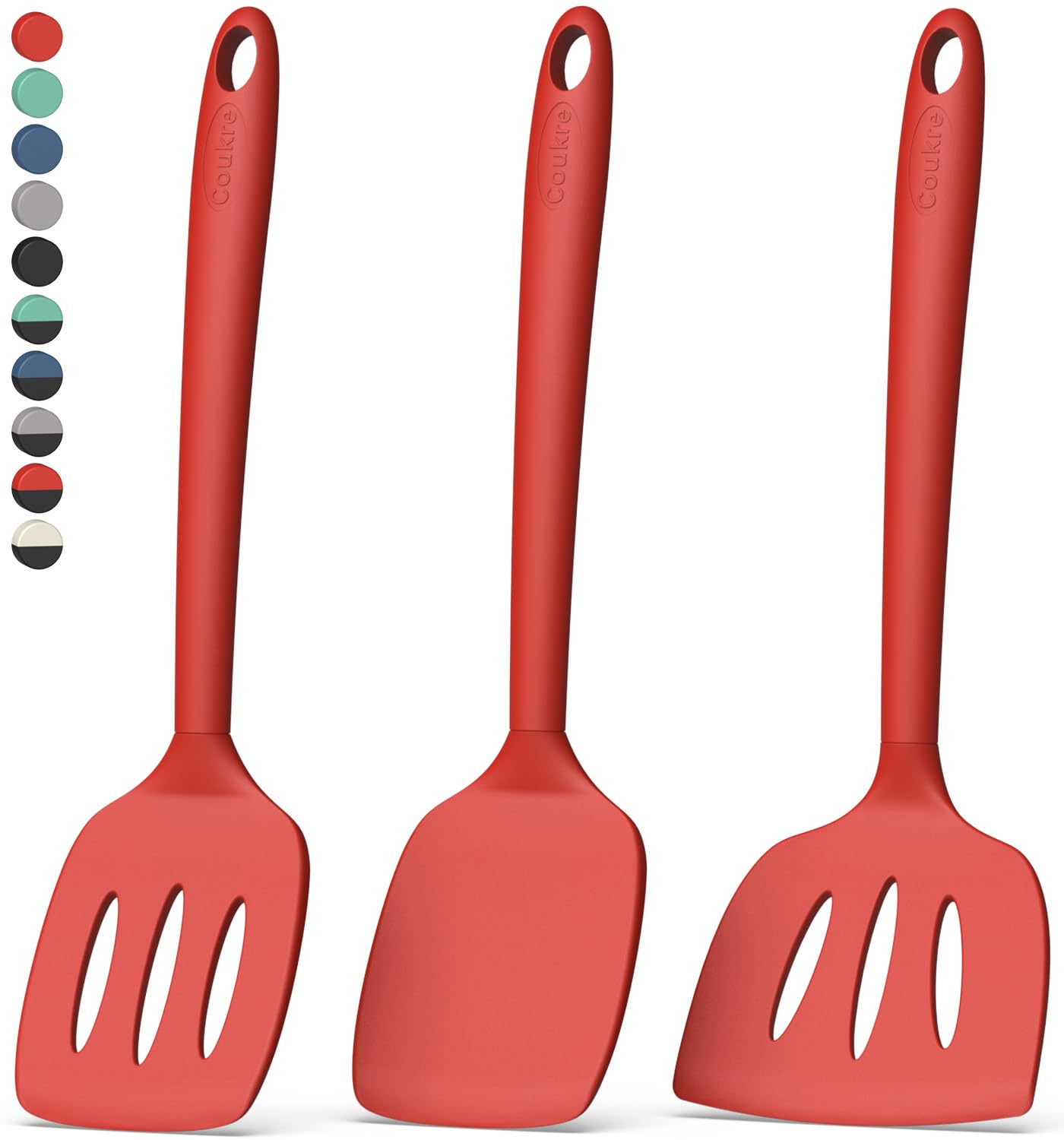 Coukre 3 Pack fish spatula for non-stick pans enables gentle flipping