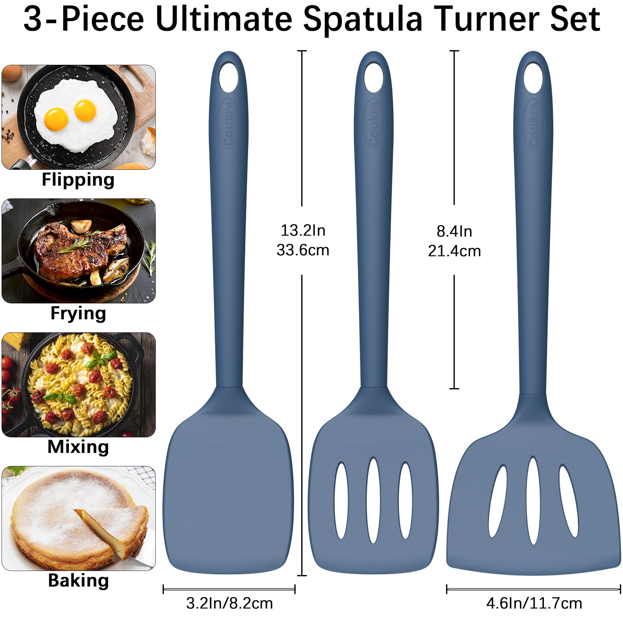Coukre slotted spatula ideal for draining while sautéing foods