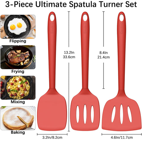 Coukre slotted turner drains oil while lifting eggs and burgers