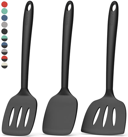 Coukre fish spatula in pure black for gentle flipping on non-stick pans