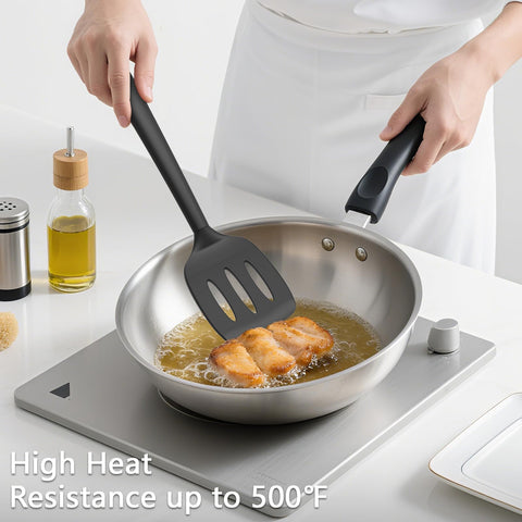 Coukre silicone spatula set resisting heat up to 500℉ for high-temp cooking
