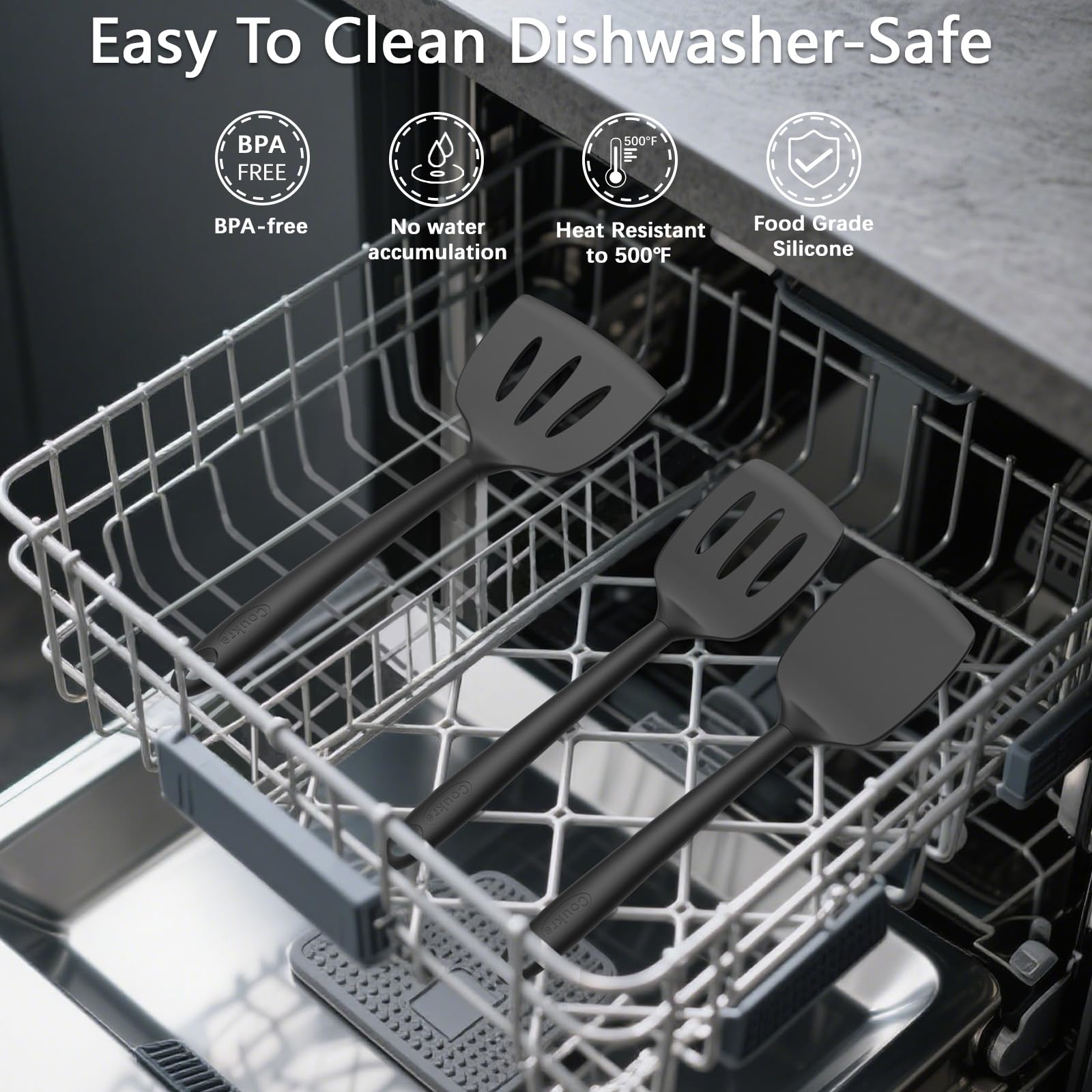 Coukre spatulas with seamless design for easy cleaning and stain resistance
