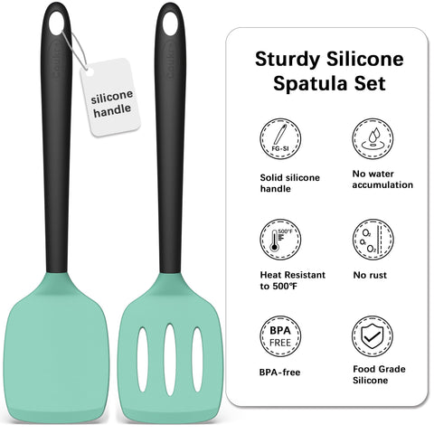 Coukre silicone spatula with heat resistance up to 500°F for high-heat sautéing.