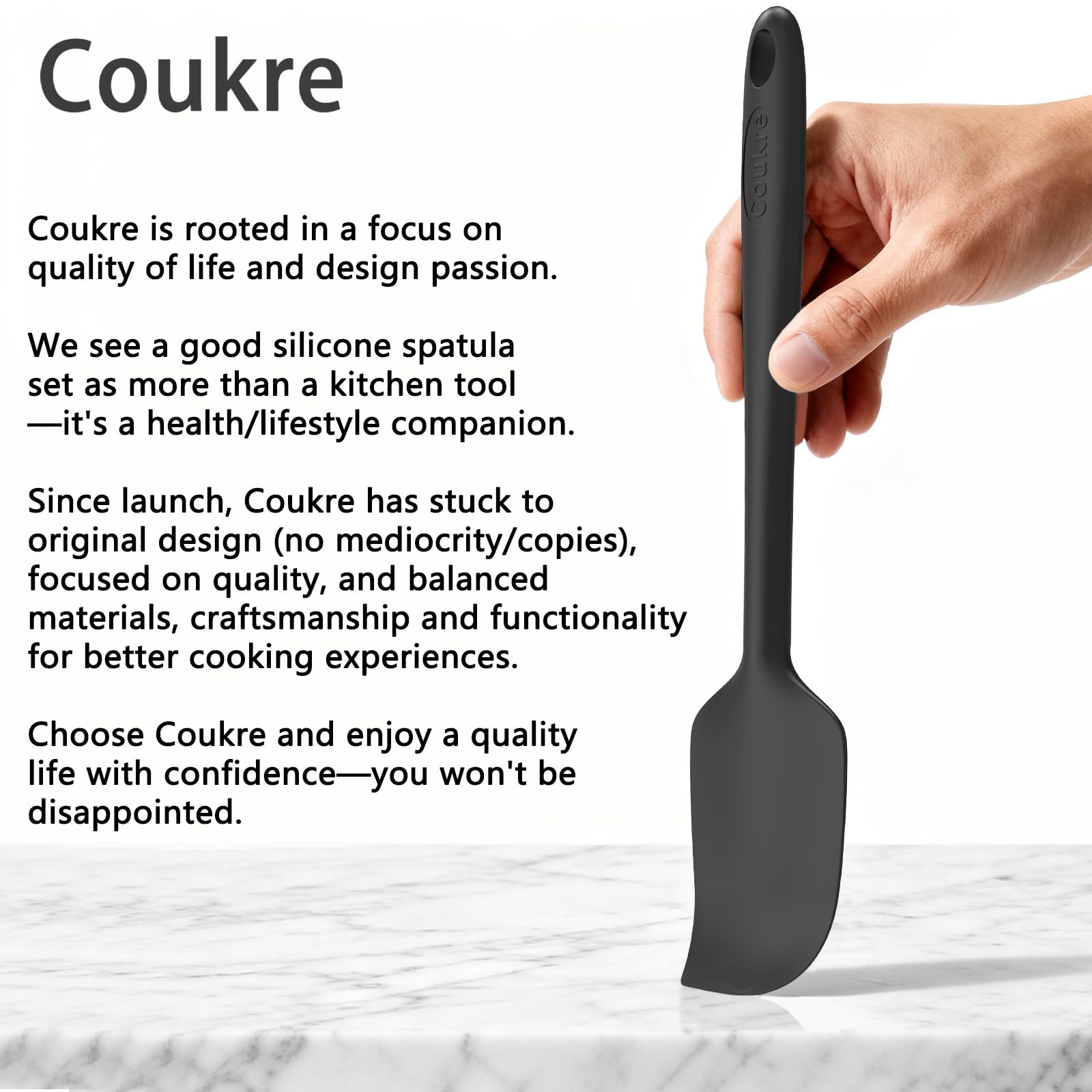 Coukre silicone spatula set 5 – dishwasher safe, BPA-free and easy to clean.