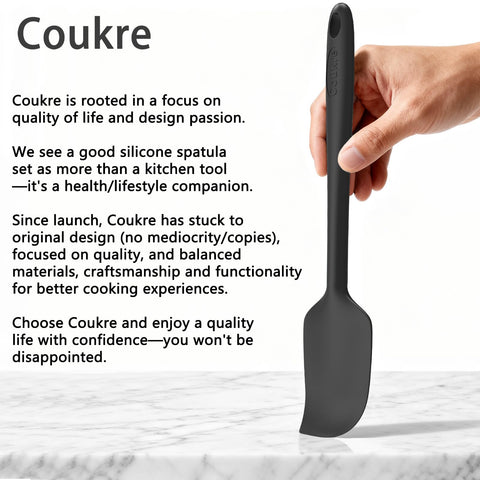 Coukre silicone spatula set 5 – dishwasher safe, BPA-free and easy to clean.