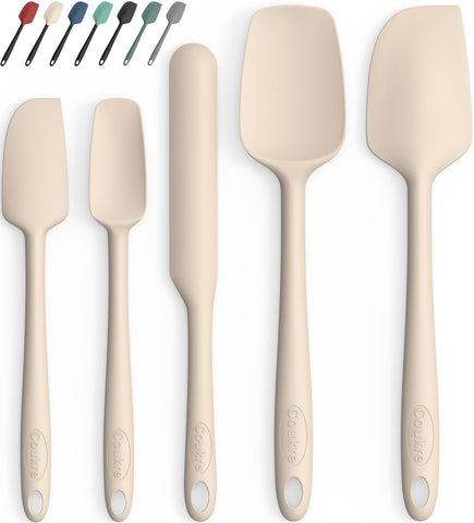 Coukre silicone spatula set 5 – front view; beige; versatile baking tools for cooking.