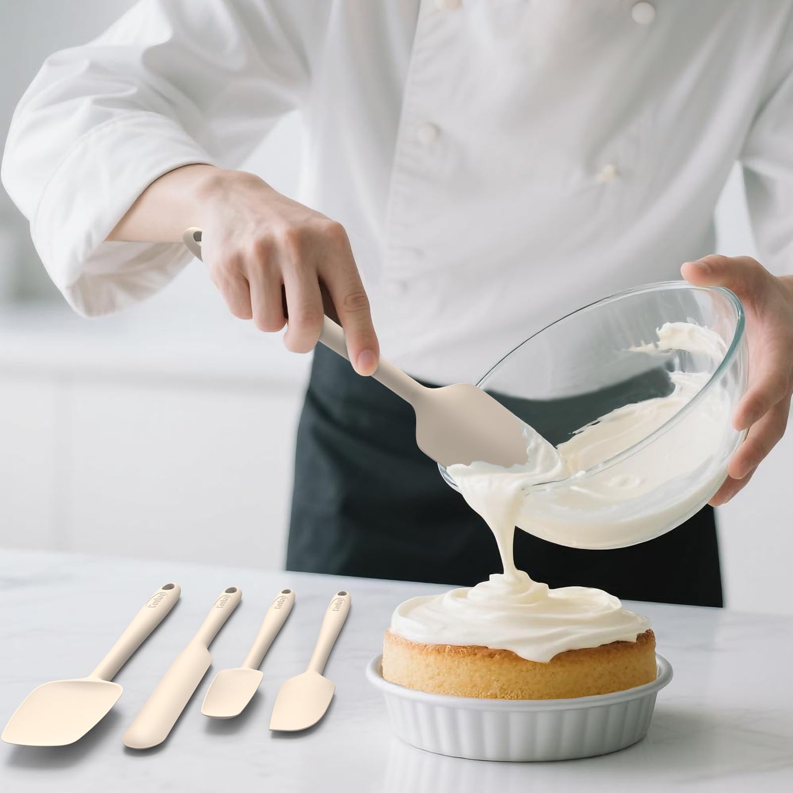 Coukre silicone spatula set 5 – straight/small scoop for precise flipping.