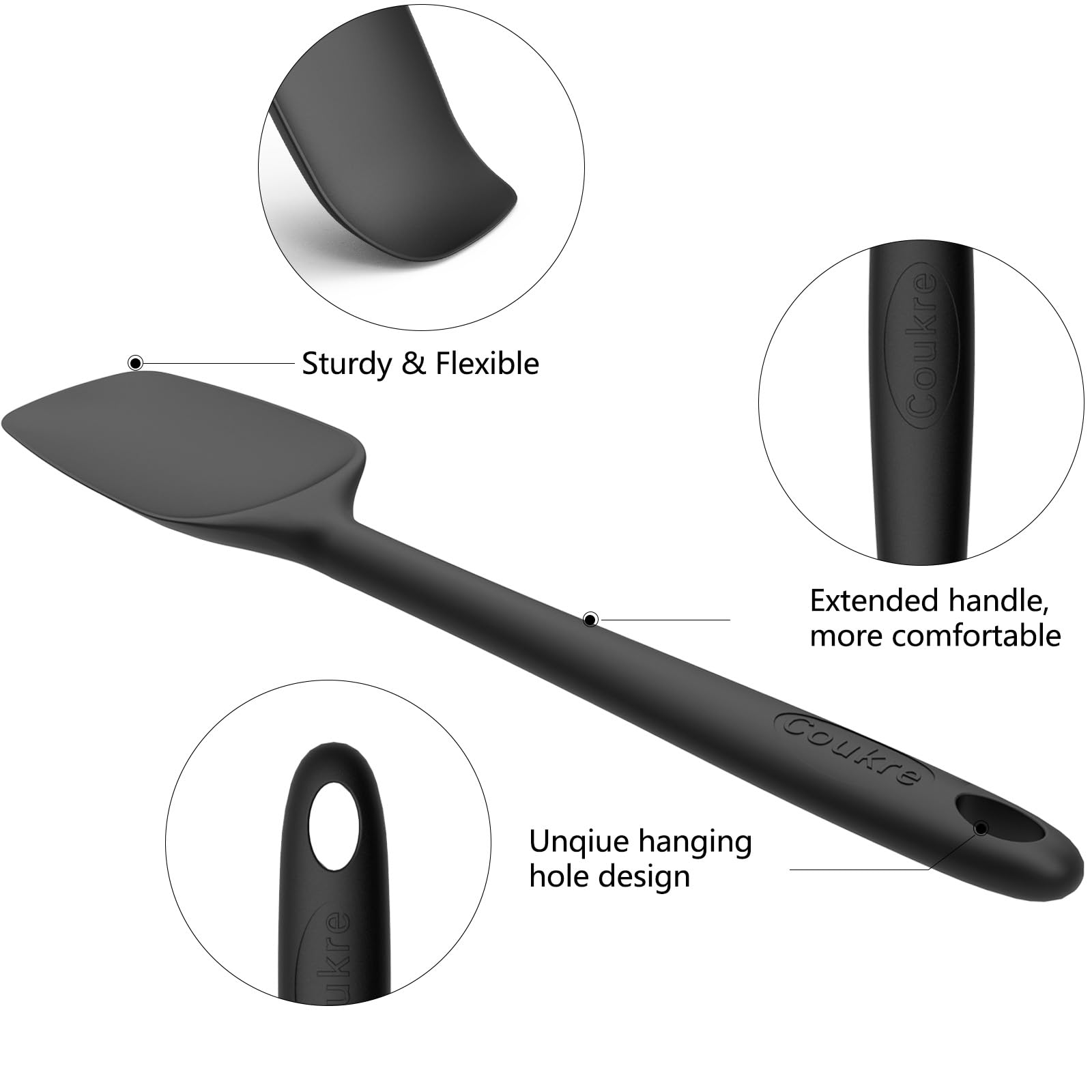 Coukre silicone spatula set 5 – small spatula scraping pans without scratching.