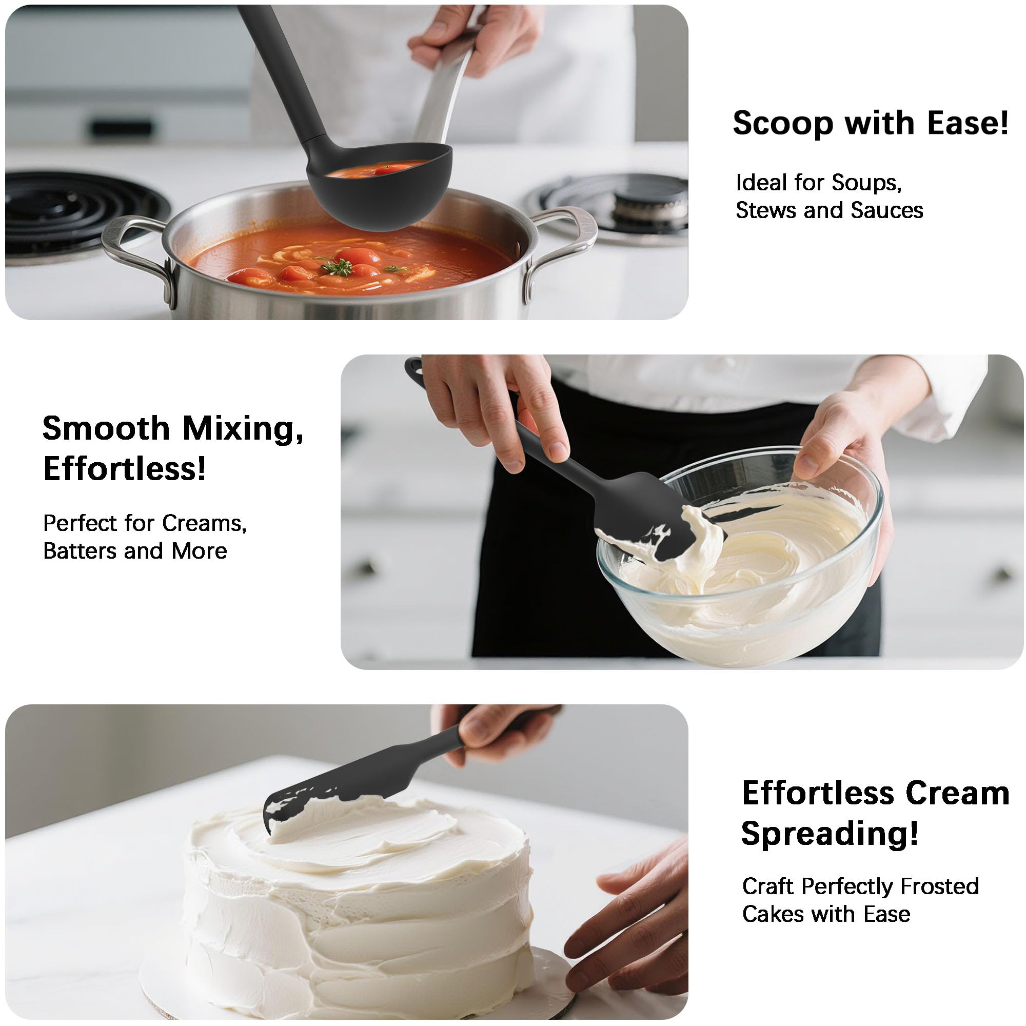 Coukre silicone utensils spaghetti server ideal for draining and serving pasta