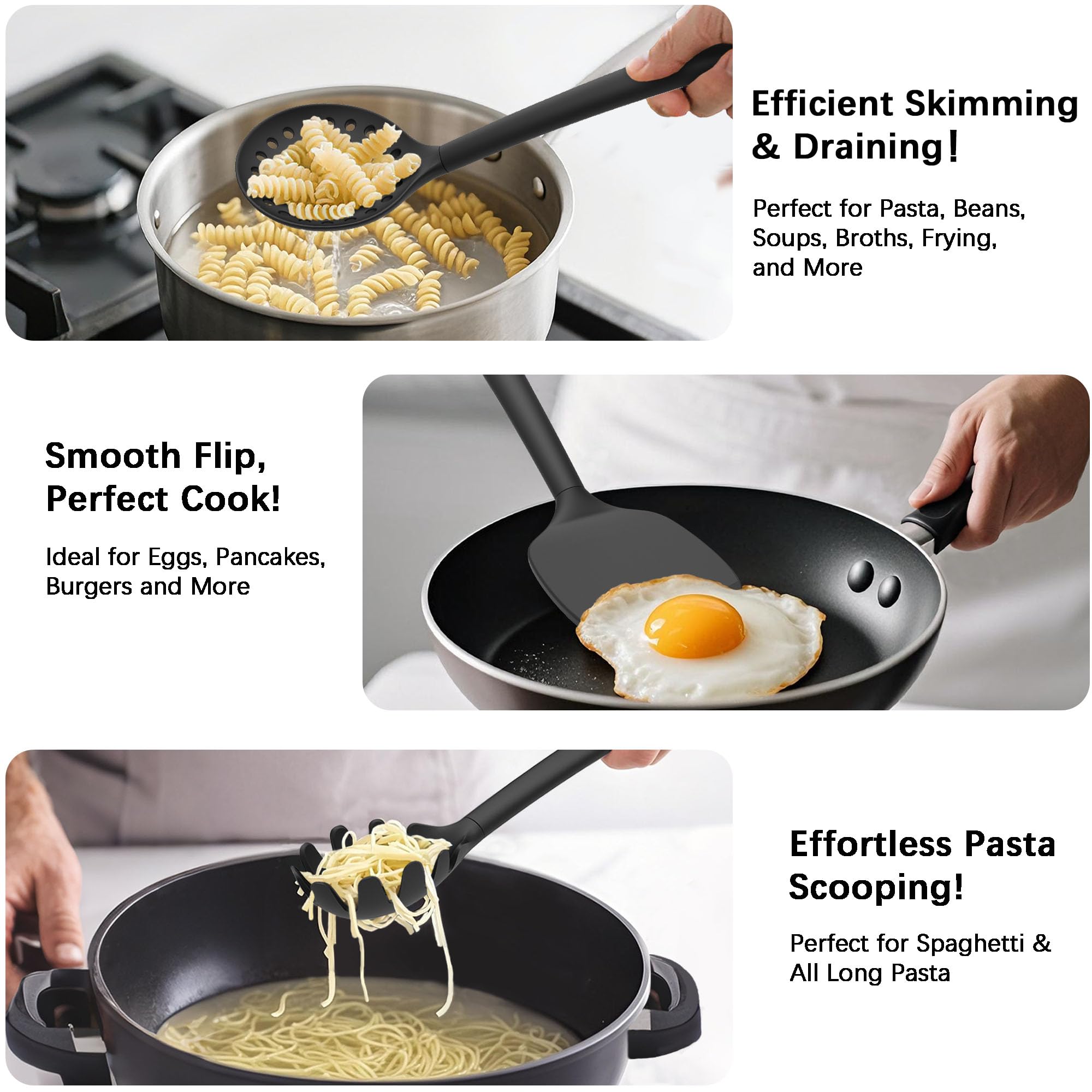 Coukre silicone utensils spoons for precise stirring and gentle mixing