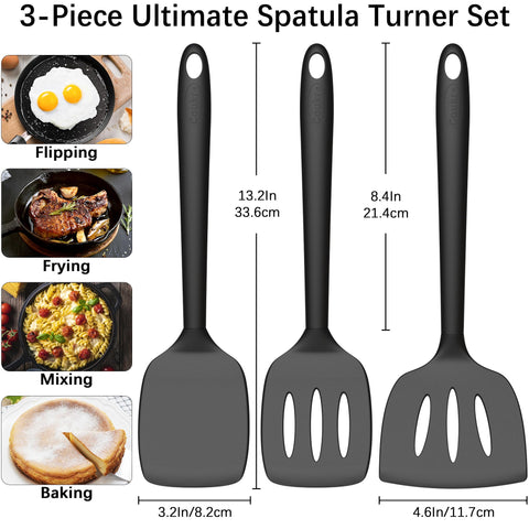 Coukre slotted silicone spatula for draining fats while cooking eggs