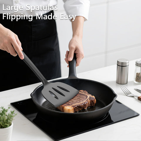 Coukre solid spatula ideal for turning burgers and pancakes