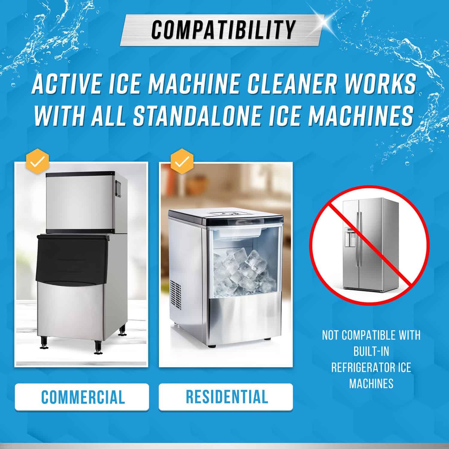 Countertop nugget ice maker in action with ACTIVE cleaner.