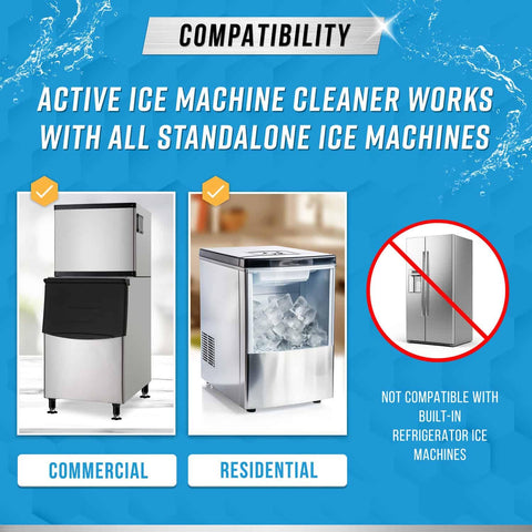 Countertop nugget ice maker in action with ACTIVE cleaner.