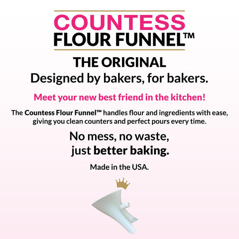 Countess Flour Funnel used while the mixer runs to pour ingredients.